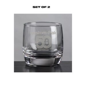 Custom Pak 50 Anniversary Employee Nordic OTR- Deep Etch 10 oz Rocks Glass SET OF 2