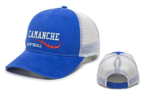 Camanche Storm Softball Ladies Ponytail Mesh Back Cap Split-Royal/White