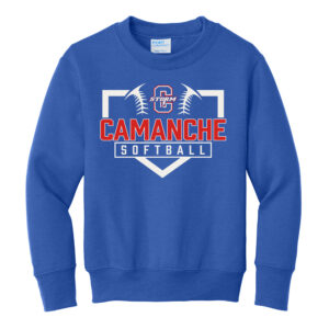 Camanche Storm Softball Youth Fleece Crewneck Sweatshirt-Royal