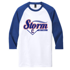 Camanche Storm Softball Mens Perfect Tri 3/4 Sleeve Raglan-Royal/White