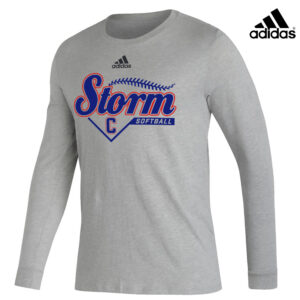 Camanche Storm Softball Adidas Men Long Sleeve Pregame BOS Tee-Grey Heather