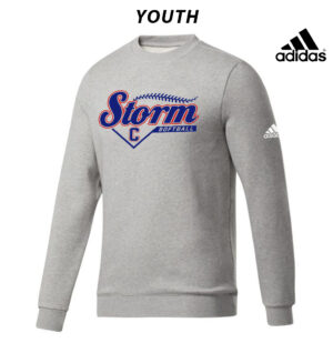 Camanche Storm Softball Adidas Fleece YOUTH Crewneck Sweatshirt-Heather Grey