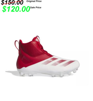 DM East Football PG Adidas CHAOS football Lineman High Top Cleats/Shoes – Power Red/White