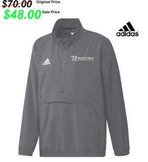 Hometown Adidas Stadium Men 1/4 Zip Woven Long Sleeve-Grey