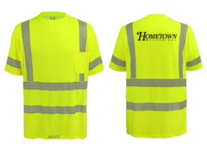 Hometown FrogWear Class 3 HV Premium Self-Wicking Bamboo/Polyester Short-Sleeved Shirt with pocket-Safety Green