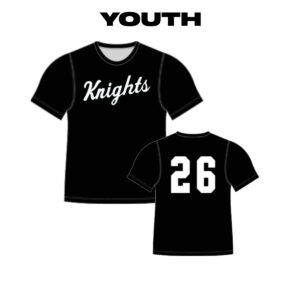03. QC Area Knights YOUTH Sublimated Short Sleeve Crew Tee-Black