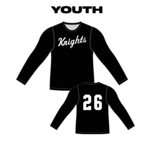 05. QC Area Knights YOUTH Sublimated Long Sleeve Crew Tee-Black