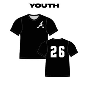 07. QC Area Knights “A” Left Chest YOUTH Sublimated Short Sleeve Crew Tee-Black