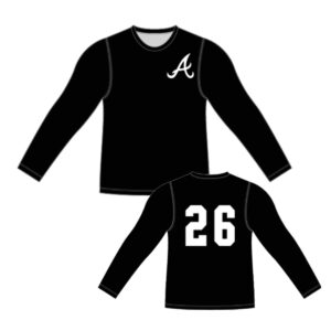 08. QC Area Knights “A” Left Chest Sublimated Long Sleeve Crew Tee-Black