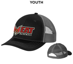 QC Heat Baseball Port Authority Youth Snapback Trucker Cap Split-Black/Grey Steel
