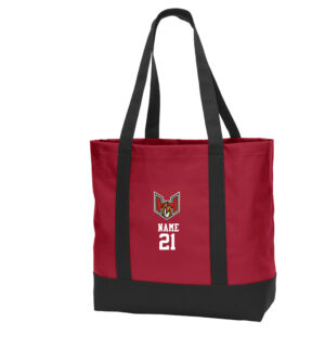 QC Heat Baseball Port Authority Canvas  Day Tote-Chili Red/Black