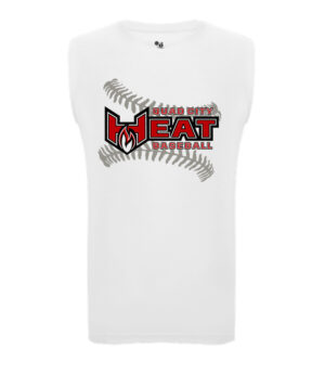 QC Heat Baseball Men BadgerPro-Compression Sleeveless T-Shirt –  White