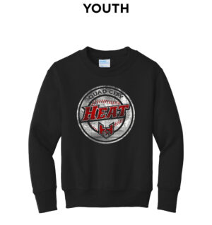 QC Heat Baseball Youth Crewneck Sweatshirt-Black