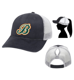 Boltz Softball Ladies Fit With Ponytail Mesh Back Hat-Black/White