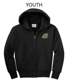 Boltz Softball Youth Full Zip Hooded Sweatshirt-Black