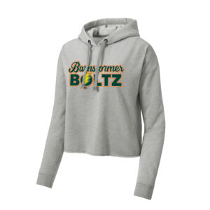 Boltz Softball Ladies PosiCharge Tri-Blend Wicking Fleece Crop Hooded Pullover-Light Grey
