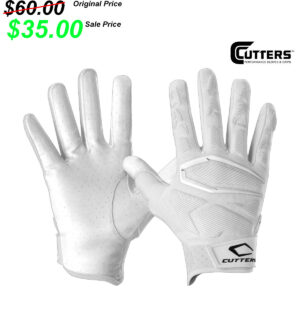 DC Football Player Coach Cutters  GAMER 4.0  C-Tack  Padded Football receiver Gloves (pair) WHITE