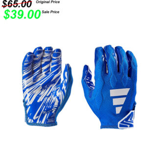 DC Football Player Coach Adidas Freak 6.00  skill and receiver padded football  gloves-Royal/WHT