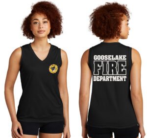 Goose Lake Fire Dept Sport-Tek Ladies Sleeveless Competitor V-Neck Tee-Black