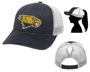 Little Hawks Ladies Fit With Ponytail Mesh Back Hat-Black/White