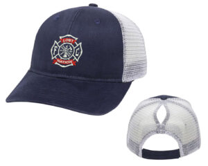 Lost Nation Fire EMS Ladies Ponytail Mesh Back Cap-Navy/White