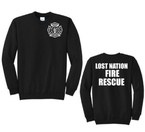 Lost Nation Fire EMS Unisex Core Fleece Crewneck Sweatshirt-Black