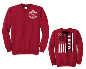 Lost Nation Fire EMS Unisex Core Fleece Crewneck Sweatshirt-Red