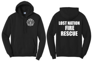 Lost Nation Fire EMS Unisex Classic Core weight Cozy Pullover Hooded Sweatshirt-Black