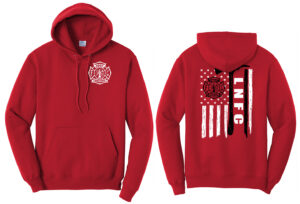 Lost Nation Fire EMS Unisex Classic Core weight Cozy Pullover Hooded Sweatshirt-Red