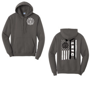 Lost Nation Fire EMS Unisex Classic Core weight Cozy Pullover Hooded Sweatshirt-Charcoal