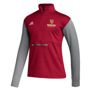 Marion Football PG Adidas Team Issue Color Block 1/4 Zip Pullover-Red/Grey Heather