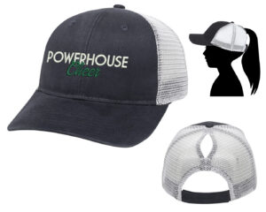 PH Cheer Ladies Fit With Ponytail Mesh Back Hat-Black/White