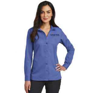 Vista Defense Technologies Red House Ladies Nailhead Non Iron Shirt-Mediterranean Blue