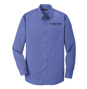 Vista Defense Technologies Red House Men’s Nailhead Non Iron Shirt-Mediterranean Blue