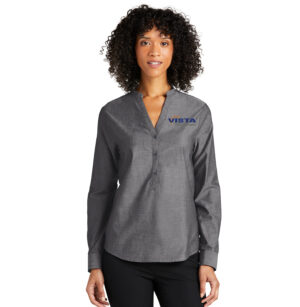 Vista Defense Technologies Port Authority Ladies Long Sleeve Chambray Easy Care Shirt-Deep Black