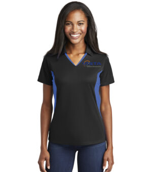 Vista Defense Technologies Sport Tek Ladies Side Blocked Micropique Sport Wick Polo-Black/True Royal