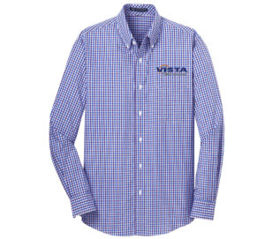 Vista Defense Technologies Port Authority Men Long Sleeve Gingham Easy Care Shirt-Blue/Purple