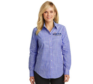 Vista Defense Technologies Port Authority Ladies Long Sleeve Gingham Easy Care Shirt-Blue/Purple