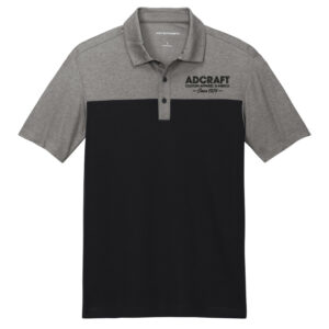 Adcraft Employee Port Authority Men Fine Pique Blend Blocked Polo-Black/Charcoal Heather