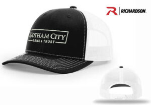 Gotham City Richardson Pro Crown Mesh Back Adjustable Split Back Cap-Black/White