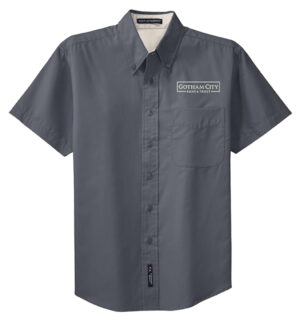 Gotham City Port Authority Men Short Sleeve Easy Care Shirt-Steel Grey/Light Stone
