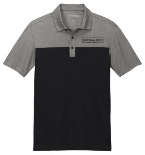 Gotham City Port Authority Men Fine Pique Blend Blocked Polo-Black/Charcoal Heather