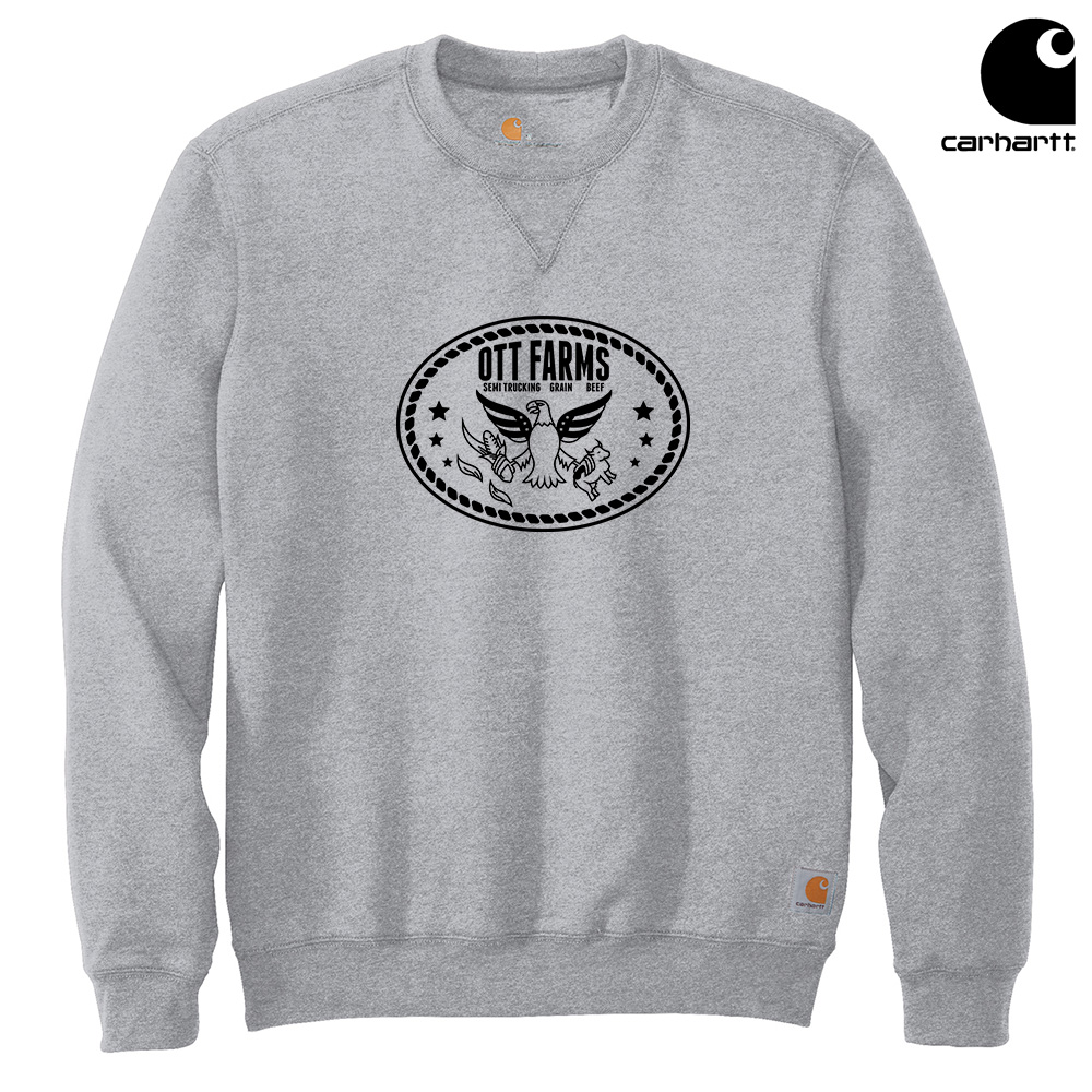 Ott Farms Men Carhartt Midweight Crewneck Sweatshirt-Heather Grey