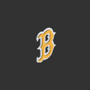 Bettendorf Baseball Club Bettendorf Baseball  Baseball Custom 3D B Helmet Decal-GOLD/WHITE – for black helmets