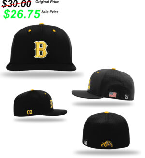 Bettendorf Baseball Club Richardson Custom Lite R-Flex Cap- Black Crown, Black Bill, Gold eyelettes and Gold Button – size XS-SM (6 5/8 – 7)