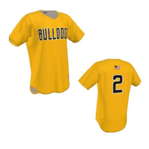 Bettendorf Baseball Club Rawlings custom BULLDOGS GOLD full button 126 cloth baseball Jersey