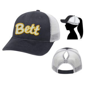 Bettendorf FBLA Ladies Fit With Ponytail Mesh Back Hat Split-Black/White