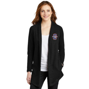 Camanche Port Authority Ladies Interlock Cardigan-Black/Charcoal Heather