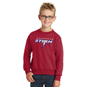 Camanche Youth Fleece Crewneck Sweatshirt-Red