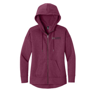 Current Coffee District Women’s Perfect Weight Fleece Drop Shoulder Full-Zip Hoodie-Heather Loganberry